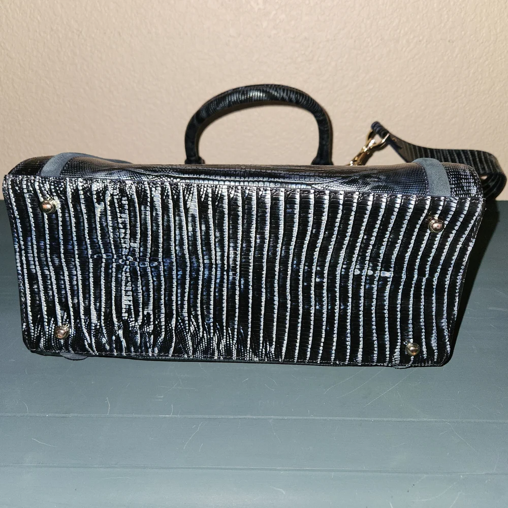 Brahmin Teal Green/Blue And Silvery Croc Embossed Shoulder Bag - Picture 5 of 8